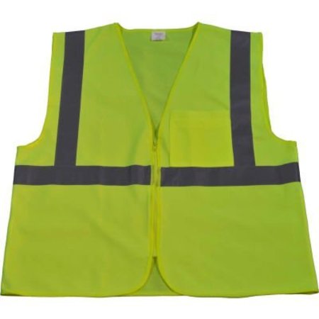 PETRA ROC INC Petra Roc Safety Vest, ANSI Class 2, Zipper Front, Polyester Solid Knit Fabric, Lime, 2XL/3XL LV2-CB0-2X/3X